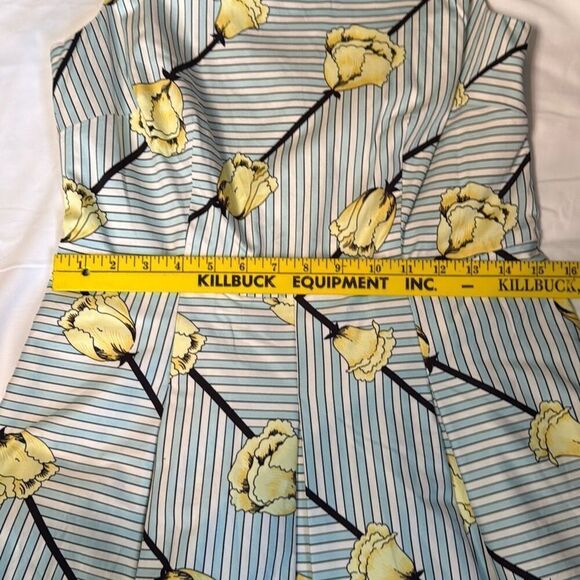NWT Talbots fit and flare midi dress women’s size 6 yellow tulips blue black str - Picture 12 of 13